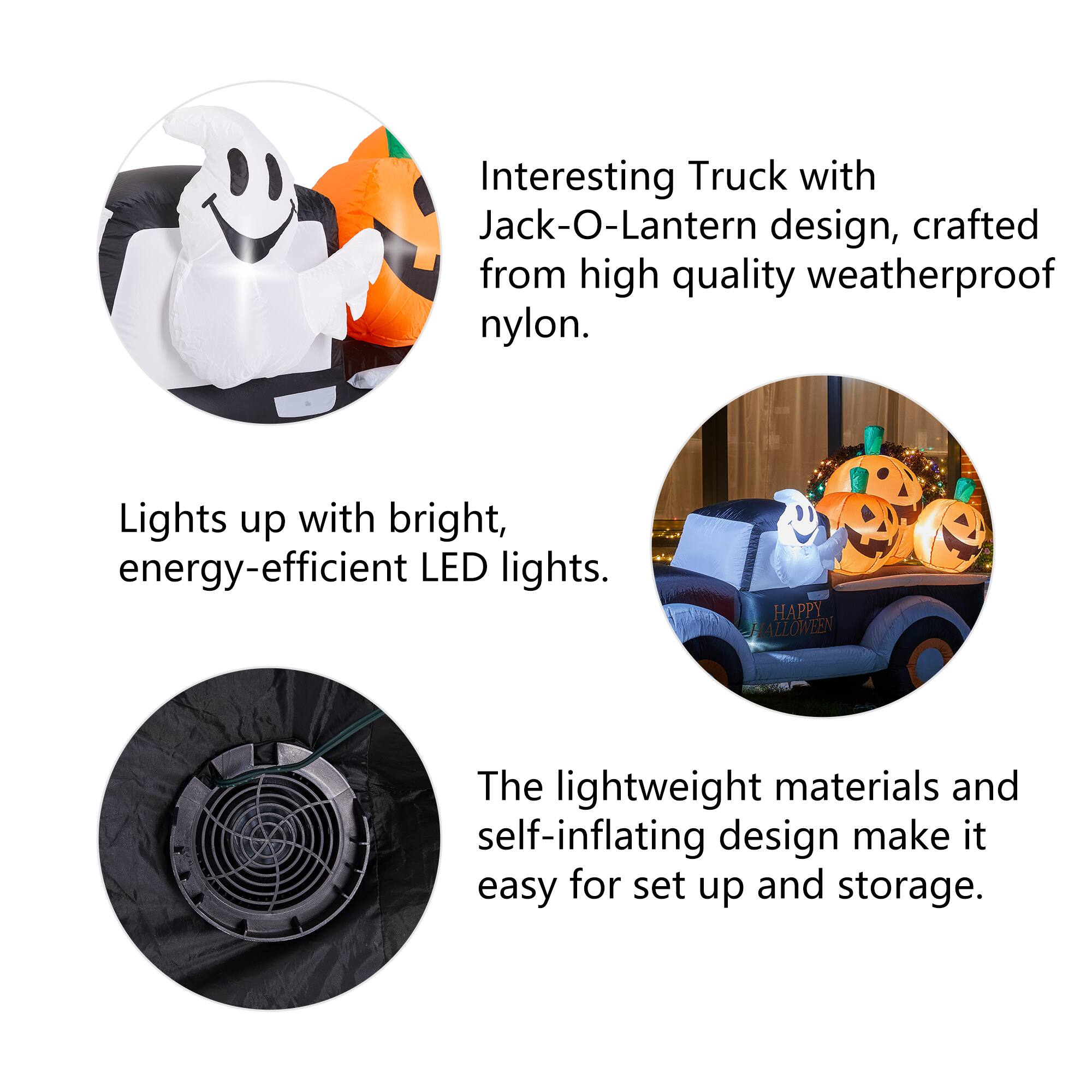 Glitzhome® 8ft. Lighted Inflatable Truck With Jack-O-Lantern Pumpkins Décor